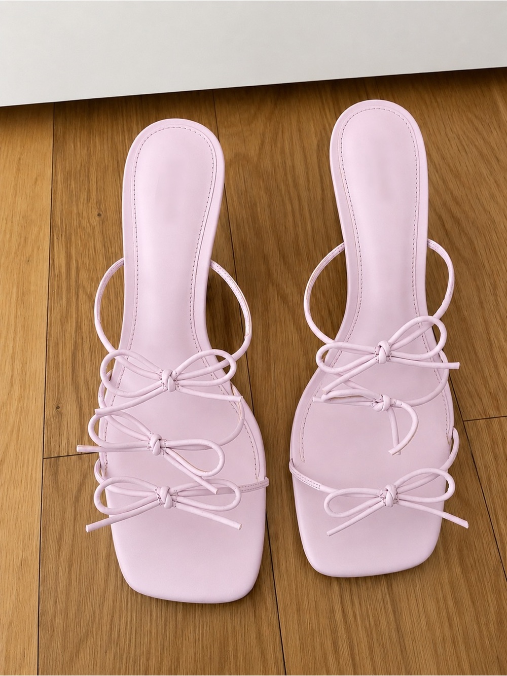Mango Pale Pink Bow-Strap Mule Sandals